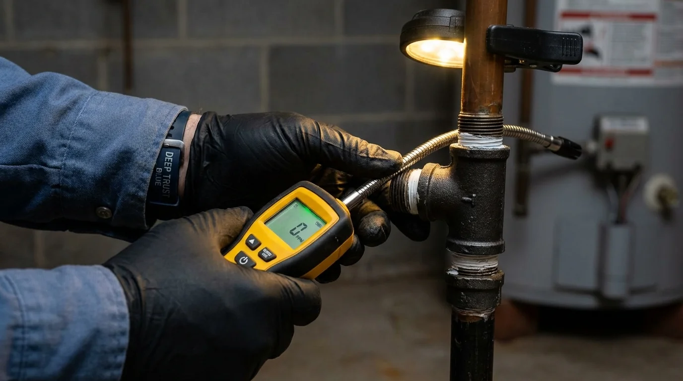 Gas leak detection with electronic sniffer by Johns Plumbing LLC in Franklin Square